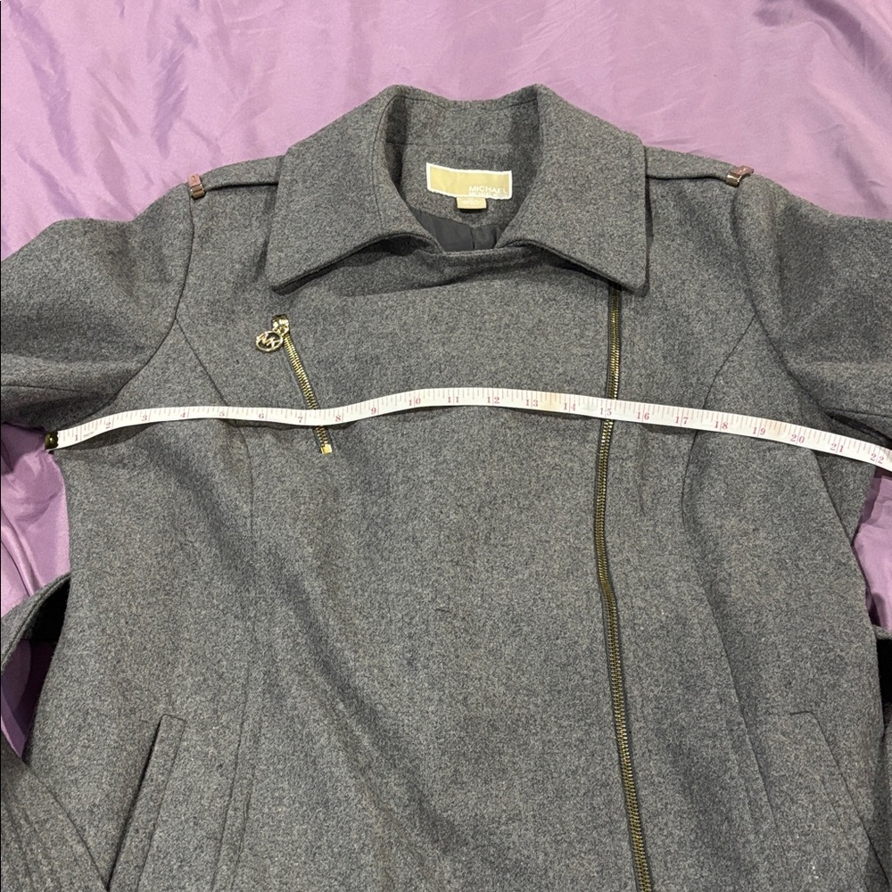 MICHAEL Michael Kors Charcoal Trench Coat with Gold Details - Picture 12 of 14